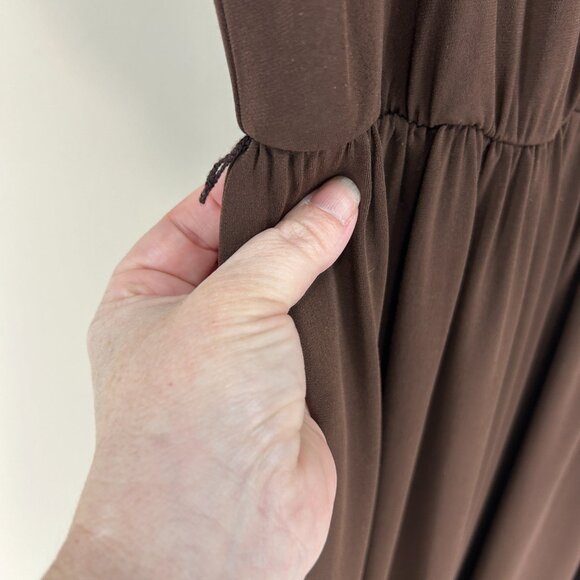 Flattering Aline full skirt choc brown easy care jersey dress Coldwater Creek 8p - Picture 6 of 12